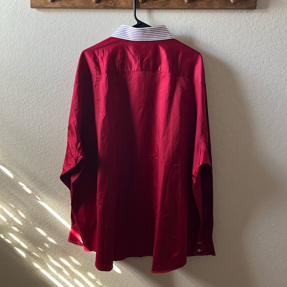 Red International Report Mens Dress Shirt Long Sleeve, White Collar & Cuffs, 3XL - Picture 5 of 6
